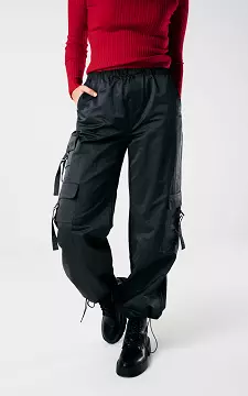 Parachute pants with silver-coloured details | Black | Guts & Gusto
