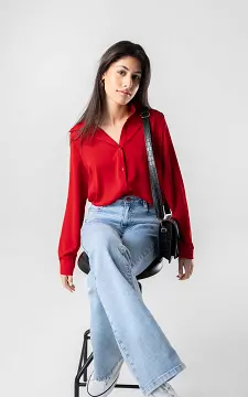 Basic blouse with buttons | Red | Guts & Gusto