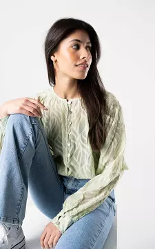 See-through blouse with print | Light Green | Guts & Gusto