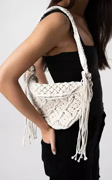 Macrame shoulderbag with zip | White | Guts & Gusto