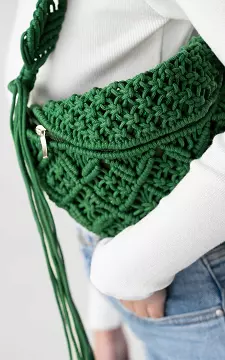 Macrame shoulderbag with zip | Green | Guts & Gusto