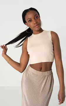 Cropped top with round neck | Beige | Guts & Gusto