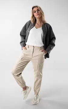 Leather-look cargo pants | Beige | Guts & Gusto
