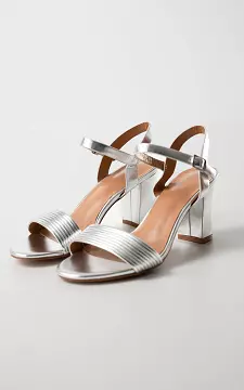 Heels with adjustable ankle strap | Silver | Guts & Gusto