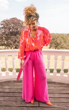 Wide leg pants with tie | Pink | Guts & Gusto