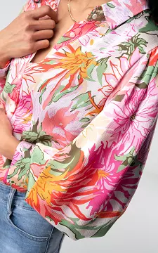 Bluse mit Blumenmuster im Satin-Look | Korallrot Hellrosa | Guts & Gusto