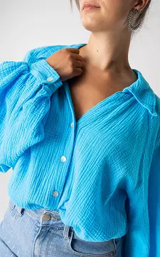 Katoenen blouse met knoopjes | Lichtblauw | Guts & Gusto
