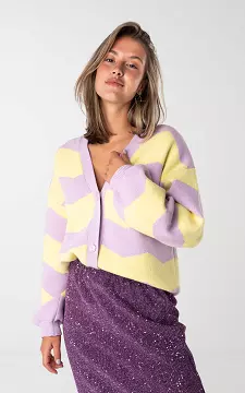Cardigan with v-neck | Lilac Yellow | Guts & Gusto