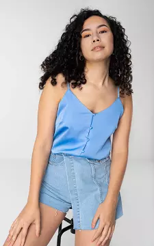 Satin-look top with adjustable straps | Blue | Guts & Gusto