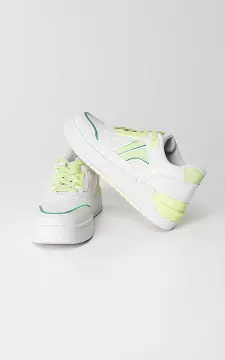 Lace-up sneakers with thick sole | White Neon Green | Guts & Gusto