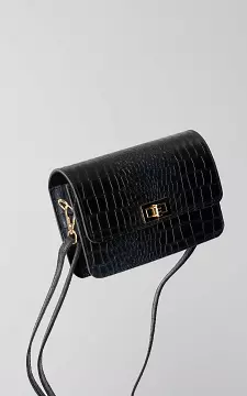 Leather bag with gold-coloured closure | Black | Guts & Gusto