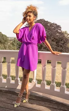 V-neck dress with waist tie | Purple | Guts & Gusto