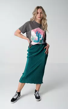 Plissé skirt with elasticated waistband | Petrol | Guts & Gusto