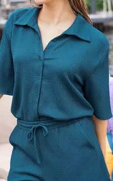Losvallende blouse met knoopjes | Petrol | Guts & Gusto