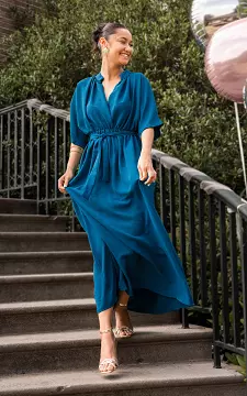 Maxi dress with short sleeves | Blue | Guts & Gusto