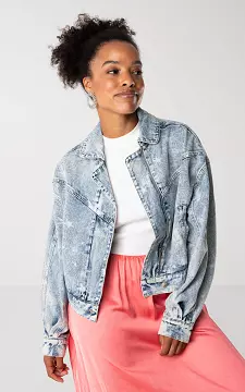 Cropped denim jacket with stars | Light Blue | Guts & Gusto
