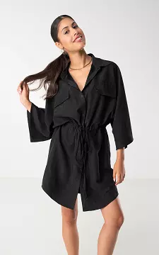 Blouse jurk met strikdetail | Zwart | Guts & Gusto