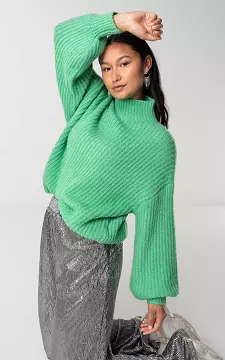 Knitted sweater with turtle neck | Green | Guts & Gusto