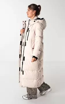 Long lined jacket with zipper | Beige | Guts & Gusto