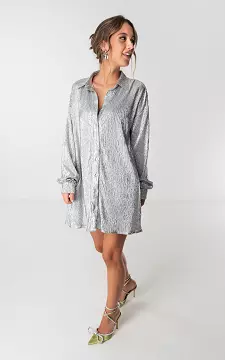 Glittered blouse dress with buttons | Silver | Guts & Gusto