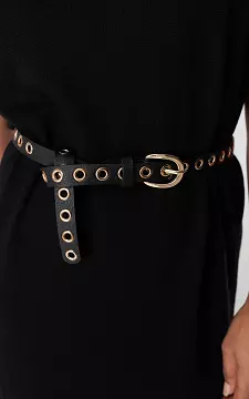 Leather belt with metal rings | Black Gold | Guts & Gusto
