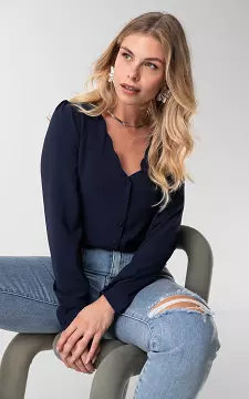 V-neck blouse with buttons | Dark Blue | Guts & Gusto