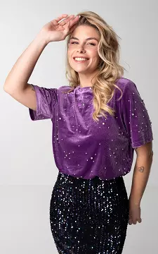 Velvet top with stones and pearls | Purple | Guts & Gusto