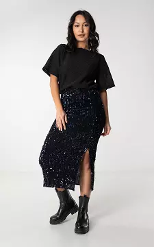 Midi skirt with sequins | Black Purple | Guts & Gusto
