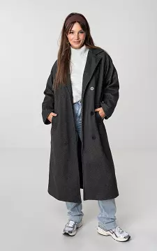 Long trench coat with buttons | Grey | Guts & Gusto